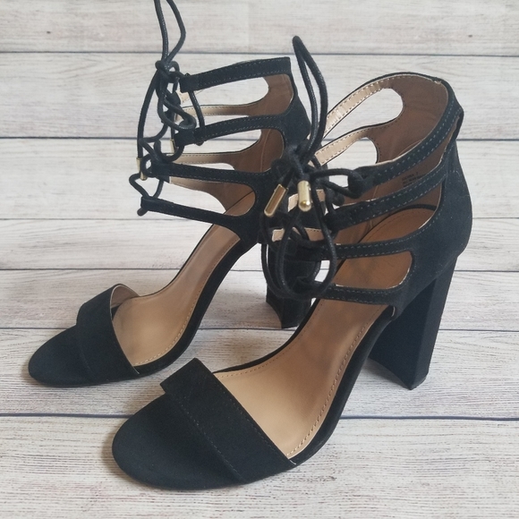 Charlotte Russe | NWT Black Sienna Lace Up Heels - Picture 4 of 9